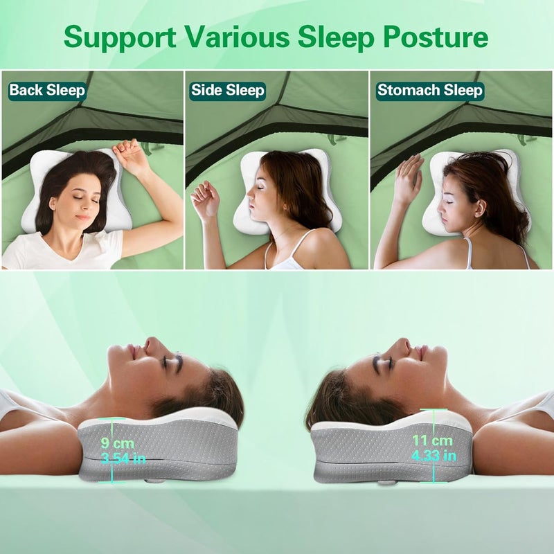 SAHEYER Memory Foam Travel Cervical Pillow, Small Camping Pillows for Sleeping with Strap, Neck Support Camping Gear Accessories - Travel Essentials for Sleeping, Backpacking, Hammock, Gray - Image 5